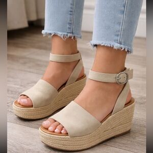 a.n.a Beige Wedge Sandals